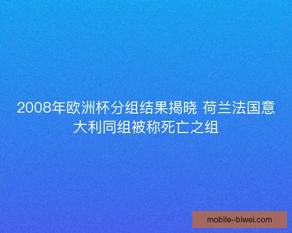 2008年欧洲杯分组结果揭晓 荷兰法国意大利同组被称死亡之组
