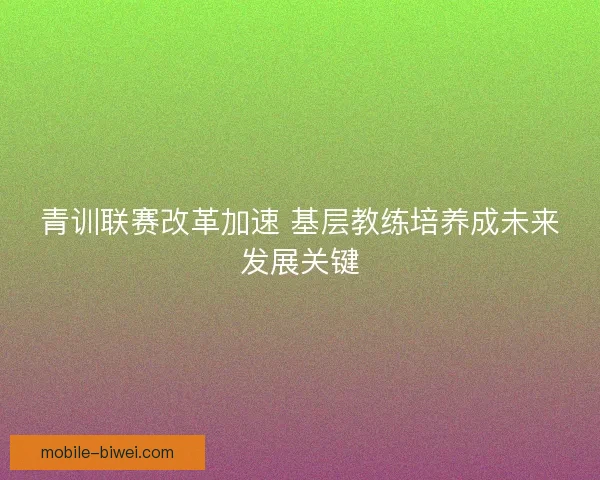 青训联赛改革加速 基层教练培养成未来发展关键